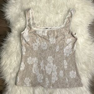 White House Black Market Lace Trimmed Top